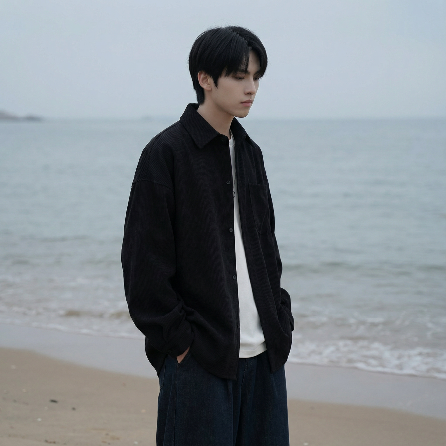 现货灯芯绒高级感长袖衬衫男休闲衬衣外套C963-P48，男装衬衫，星座1017