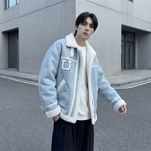 现货 皮毛一体外套冬季校园宽松棉服潮男大码棉衣 4725-P115图片
