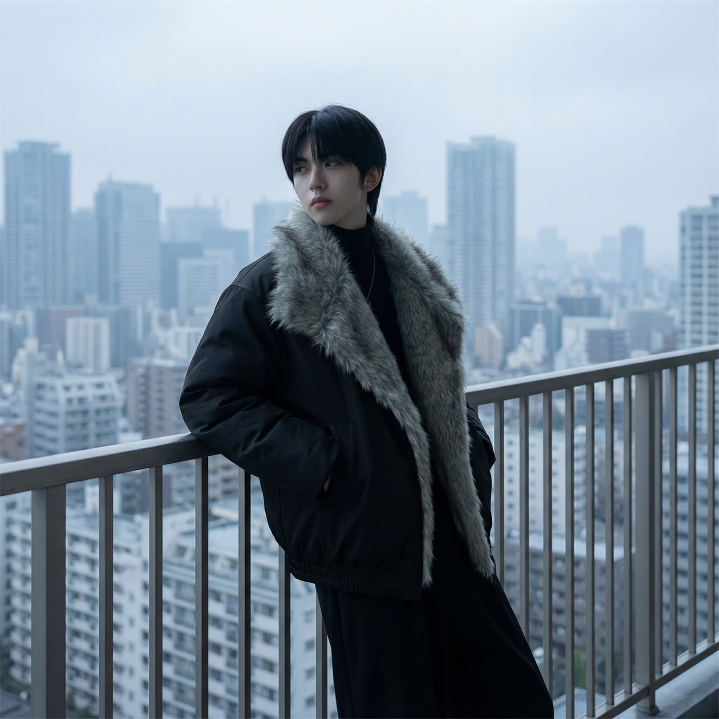 现货冬季大毛领加厚夹棉黑锻拼接棉服外套M1654-P168，男装棉衣，星座1017