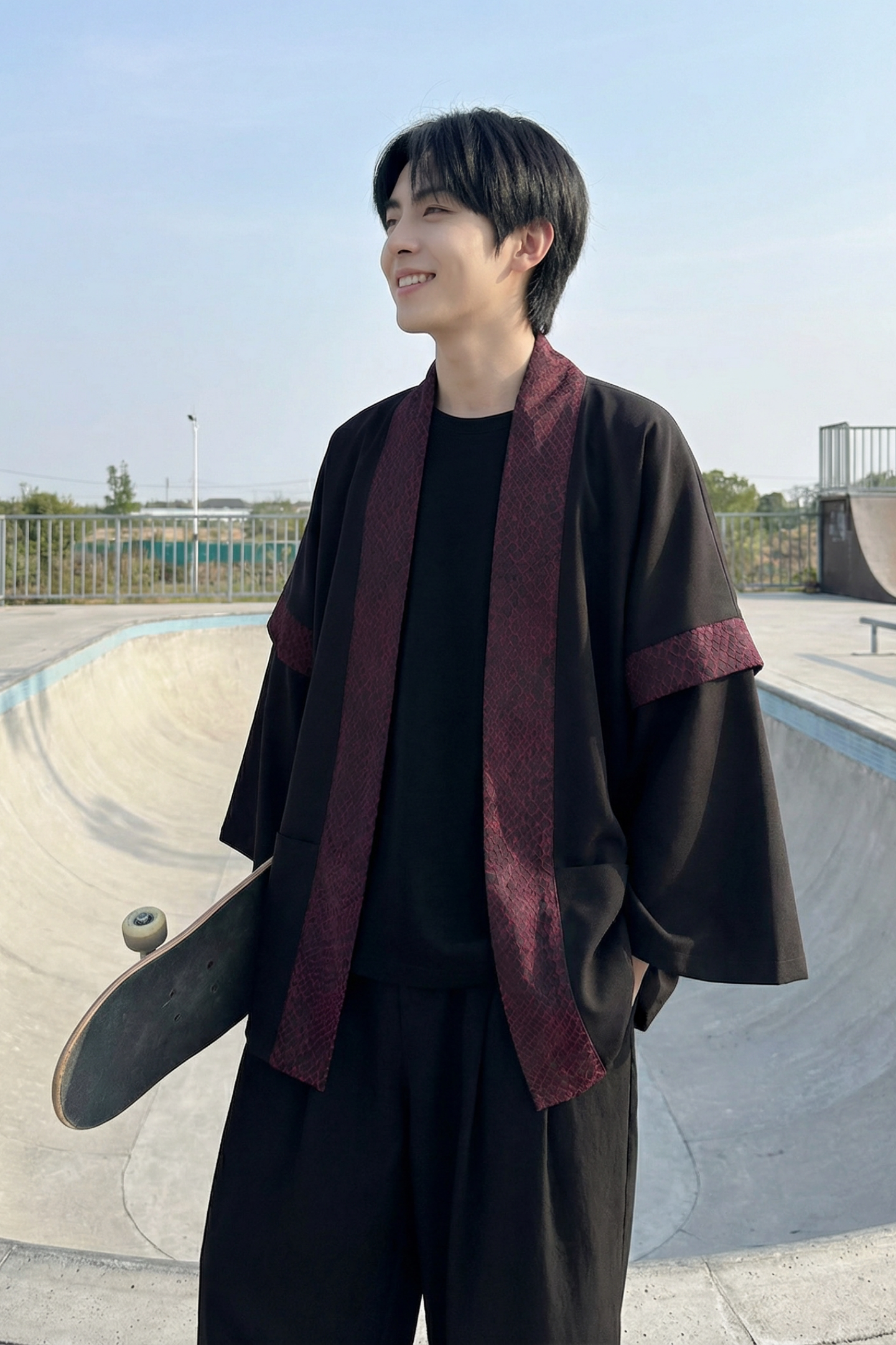 现货春秋风蟒纹印花拼接男士道袍汉服D3206-P78,男装民族服装,星座1017