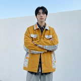 现货2026春季痞帅拼接设计感翻领夹克高级感潮流外套J24-P75，男装夹克，星座1017