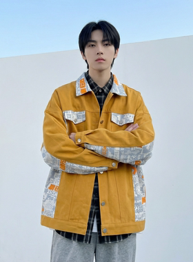 现货 2026春季痞帅拼接设计感翻领夹克高级感潮流外套  J24-P75