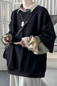 重磅假两件Polo卫衣男hiphop潮牌plol衫oversize春秋美式复古外套图片