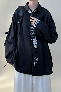 现货英伦长袖衬衫男潮流帅气港风高级感情侣衬衣 CF33-P55图片