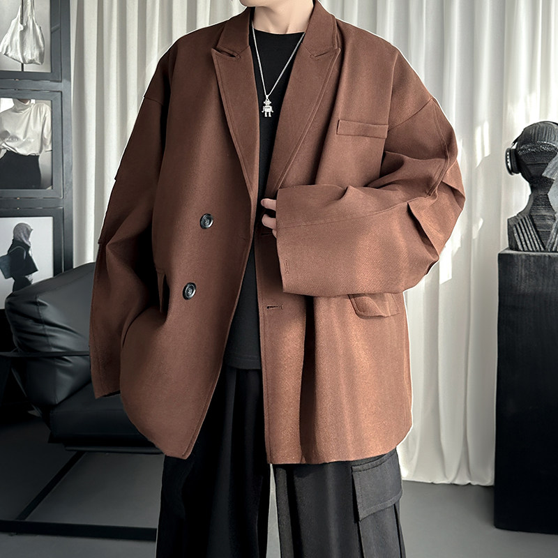 2025春款日系双排扣肌理质感复古简约西服宽松西装外套H305-P128,男装西服,星座1017