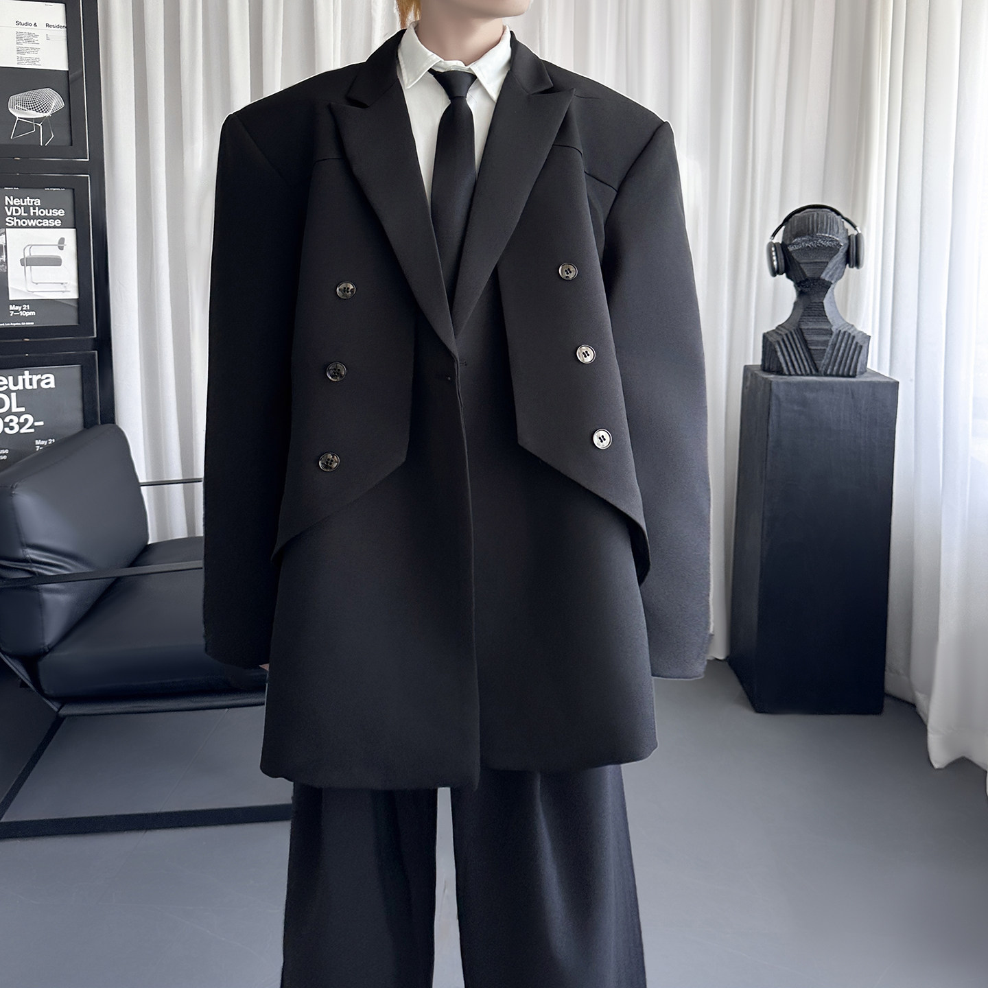 层次感金属垫肩西服外套男宽松高级设计感休闲西装潮FT733-P118,男装西服,星座1017