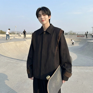 现货新款春季飞肩撞色夹克外套男设计感痞帅上衣 JK905-P108图片
