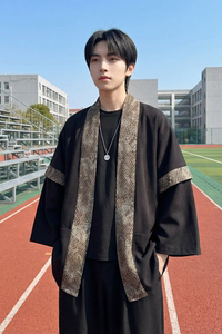 现货 春秋风蟒纹印花拼接男士道袍汉服 D3206-P78图片