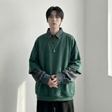 现货慵懒假两件衬衫领卫衣日系情侣碎花上衣A881-P65，男装衬衫，星座1017