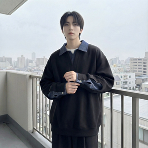 现货 春季新款翻领高级感衬衫领上衣长袖卫衣男装潮 WY212-P68，男装衬衫，星座1017