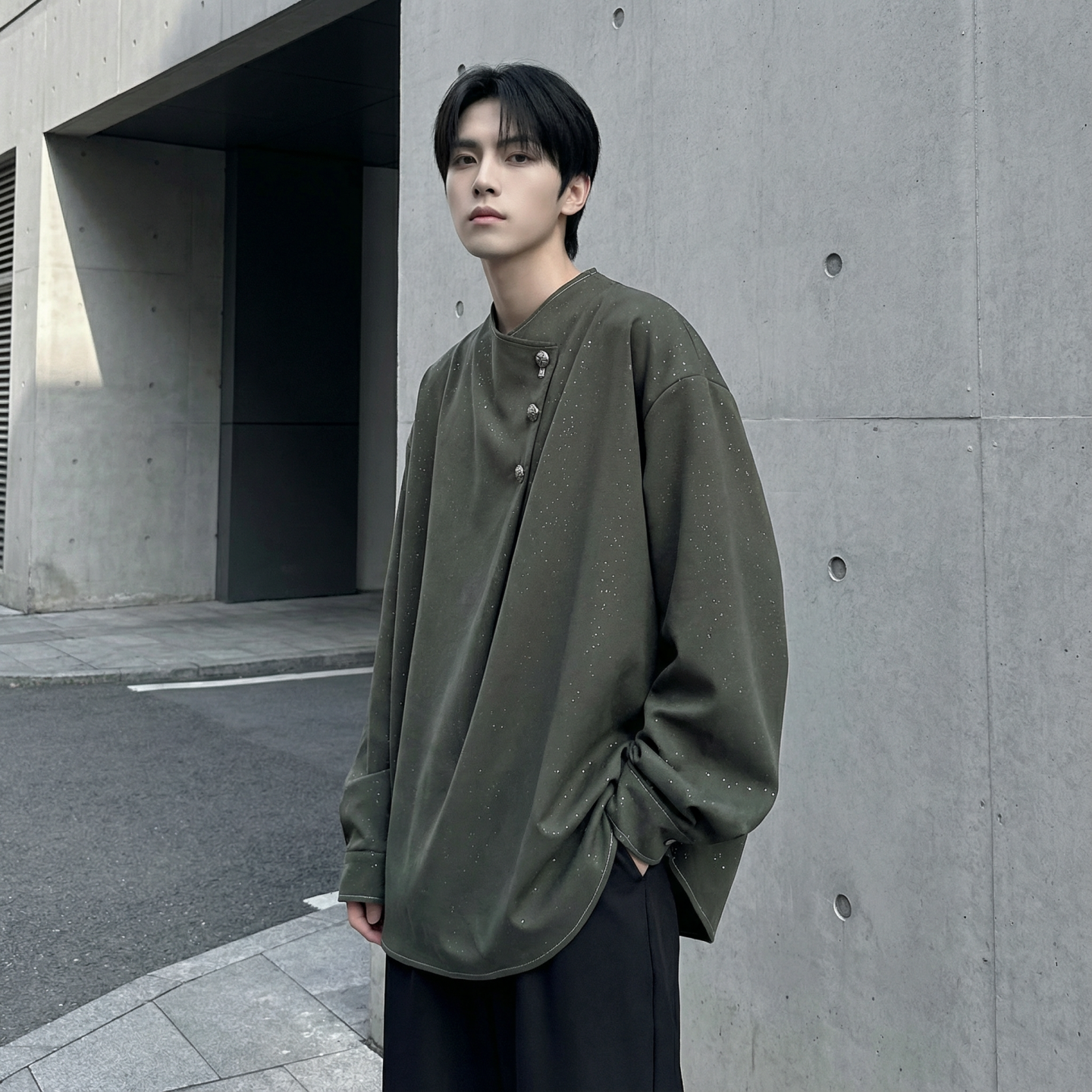 现货新中式痞帅衬衣高级感小香风衬衫微闪潮流痞帅衬衣A903-P68，男装衬衫，星座1017