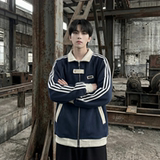 现货2026三条杠翻领夹克男宽松休闲运动外套R238-P68，男装夹克，星座1017