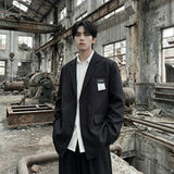 现货休闲西服男春秋宽松大码潮高级感痞帅外套西装JK342-P98，男装西服套装，星座1017