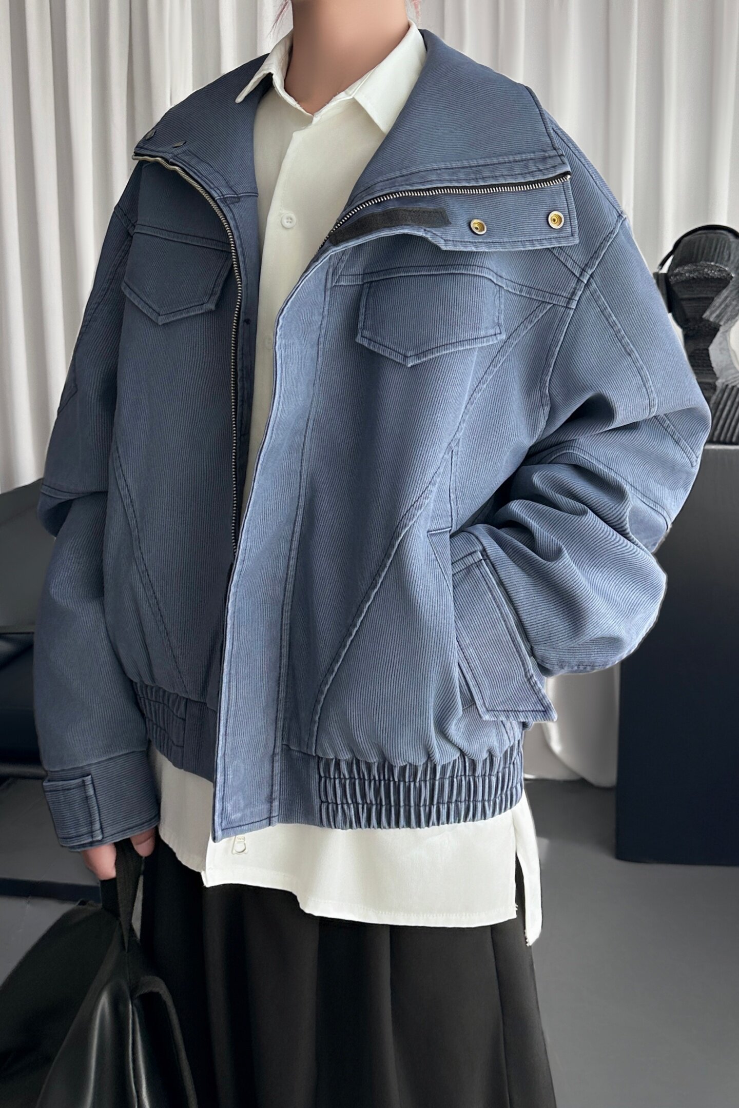 复古立领工装夹克男女咖啡色美式做旧短宽外套R6612-P128,男装夹克,星座1017