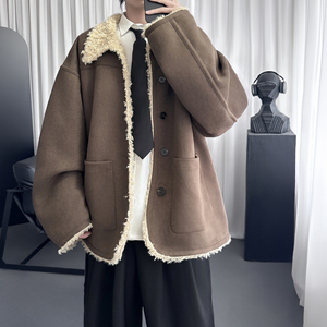 皮毛一体棉衣冬季美式潮牌麂皮绒棉服加厚保暖外套 Q2097-P138图片