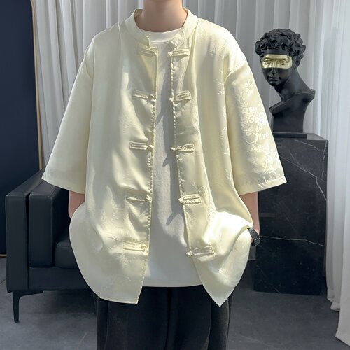 现货国风新中式宽松短袖休闲#衬衫高级衬衣 CY730-P50