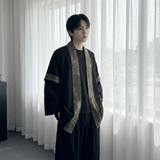 现货春秋风蟒纹印花拼接男士道袍汉服D3206-P78，男装民族服装，星座1017