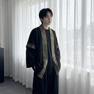 现货 春秋风蟒纹印花拼接男士道袍汉服 D3206-P78图片