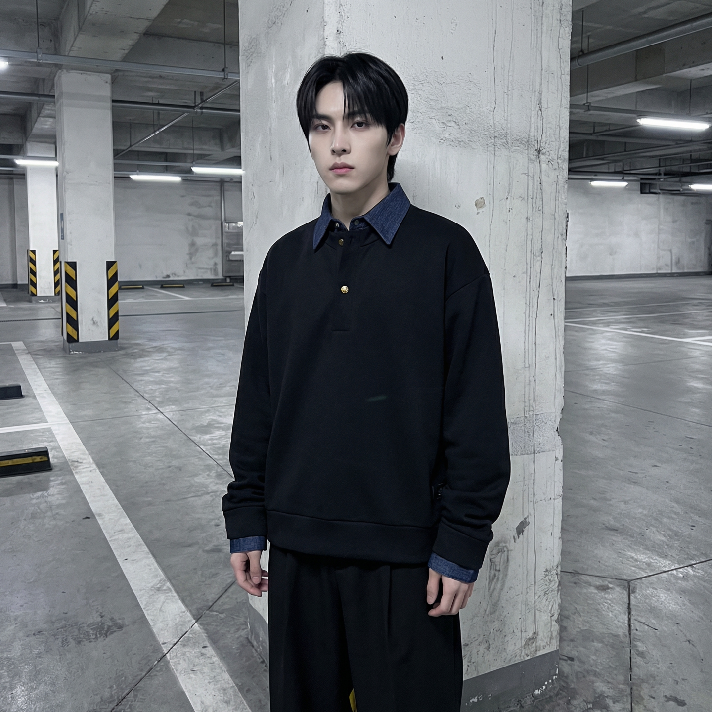 新款现货男装设计感艺术假两件卫衣男内搭上衣CR472-P68，男装卫衣，星座1017