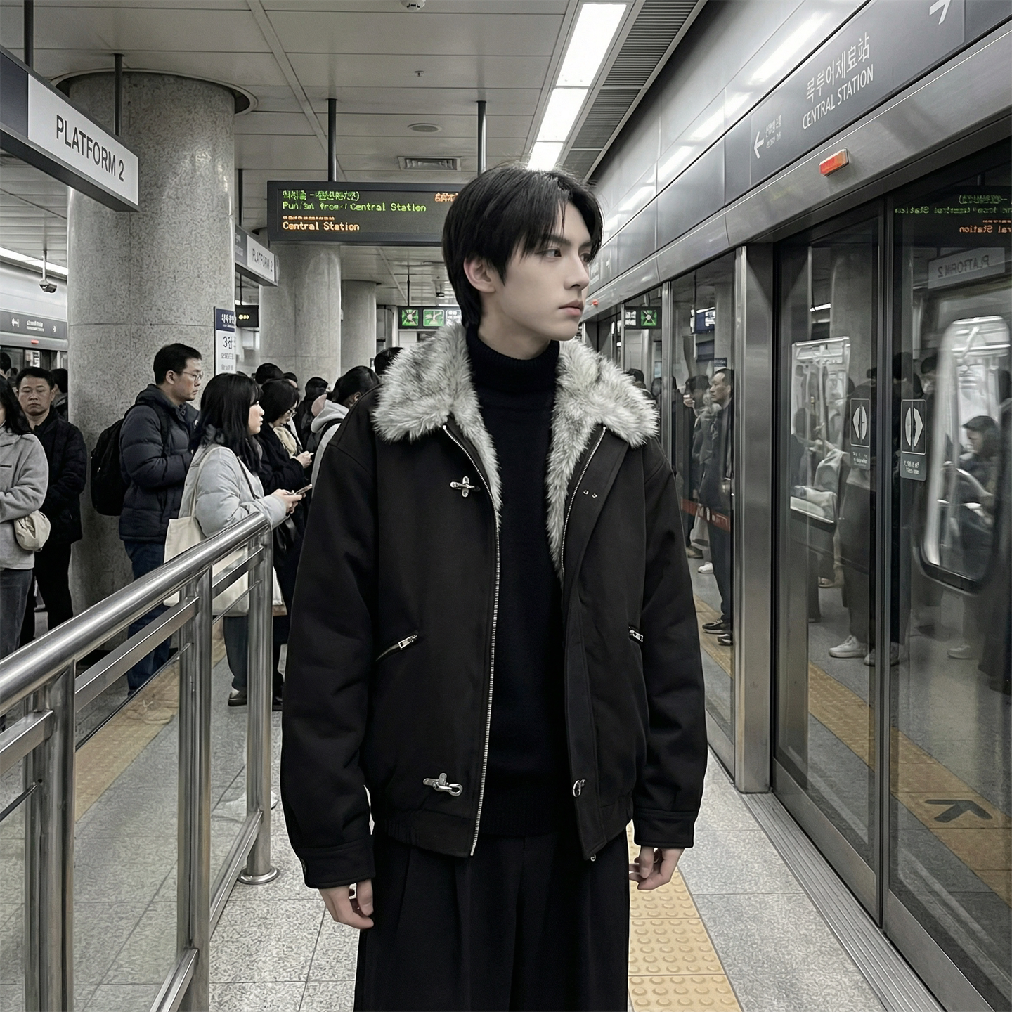 现货毛领复古（仿貂毛领）秋冬季座山雕夹克棉服外套男Q664-P148,男装夹克,星座1017