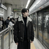 现货毛领复古（仿貂毛领）秋冬季座山雕夹克棉服外套男Q664-P148，男装夹克，星座1017