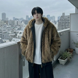 现货痞帅皮衣两面穿外套新款加厚PU皮毛一体机车外套M2483-P138，男装皮衣，星座1017