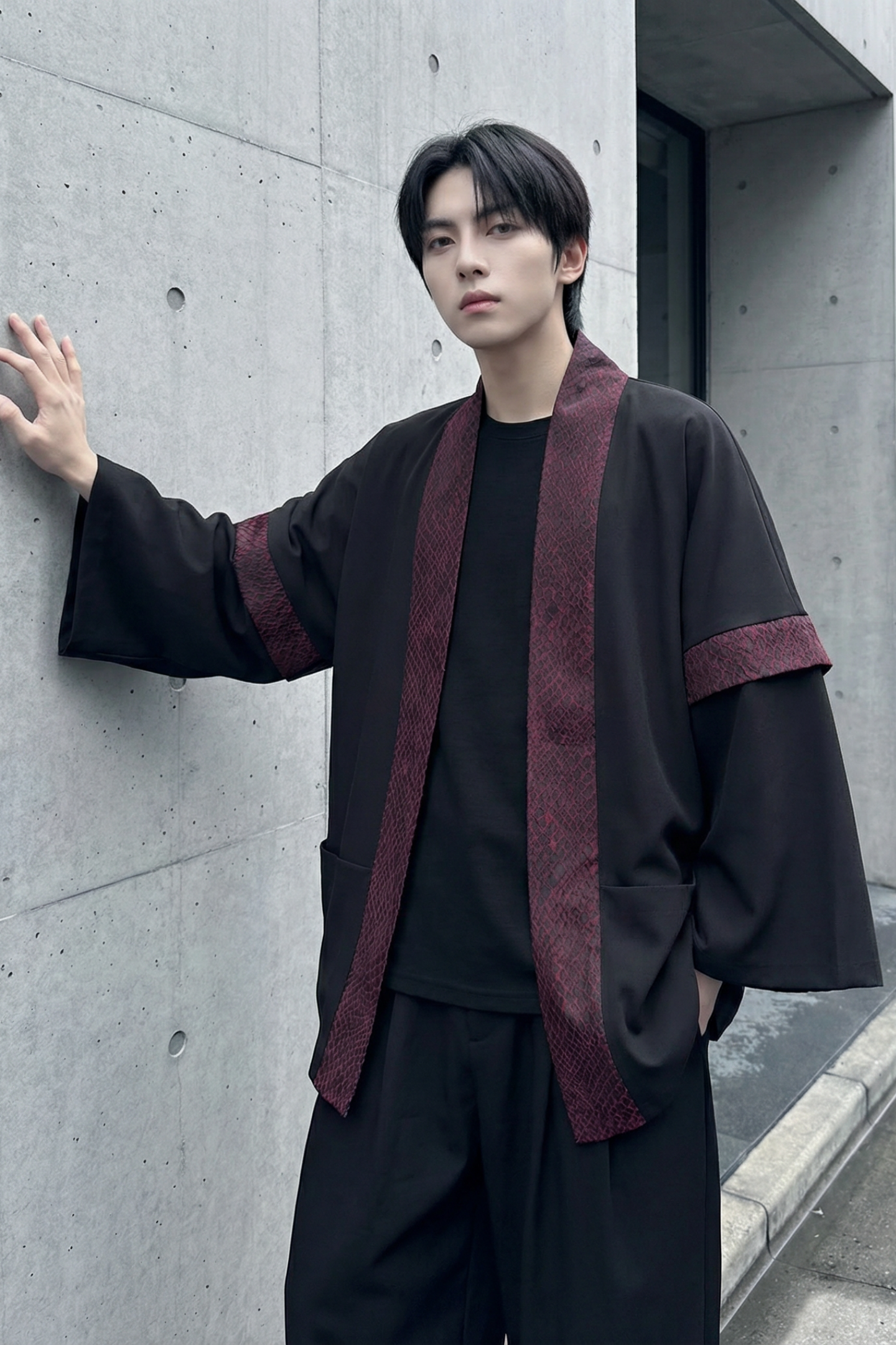 现货春秋风蟒纹印花拼接男士道袍汉服D3206-P78,男装民族服装,星座1017