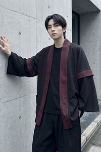 现货 春秋风蟒纹印花拼接男士道袍汉服 D3206-P78图片