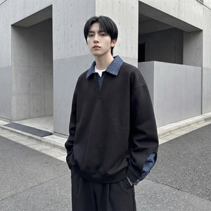现货春季新款翻领高级感衬衫领上衣长袖卫衣男装潮WY212-P68