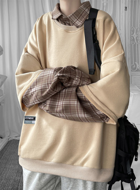 现货 2026春款假两件卫衣衬衫领复古vibe格子美式外套  A5613-P65