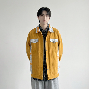 现货 2026春季痞帅拼接设计感翻领夹克高级感潮流外套 J24-P75，男装夹克，星座1017