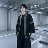 现货春秋风蟒纹印花拼接男士道袍汉服D3206-P78，男装民族服装，星座1017