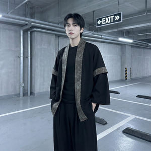 现货 春秋风蟒纹印花拼接男士道袍汉服 D3206-P78图片
