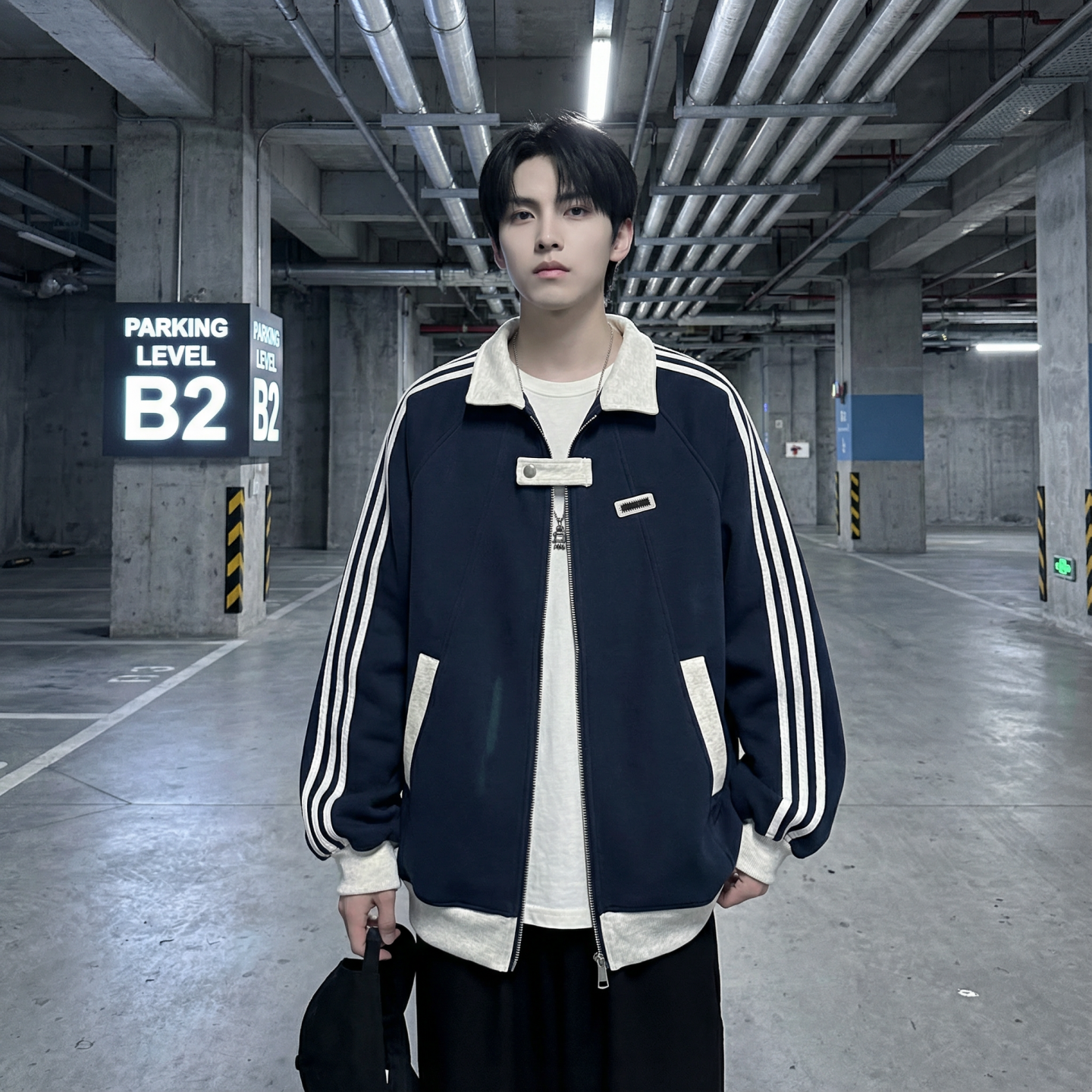 现货2026三条杠翻领夹克男宽松休闲运动外套现货R238-P68，男装夹克，星座1017