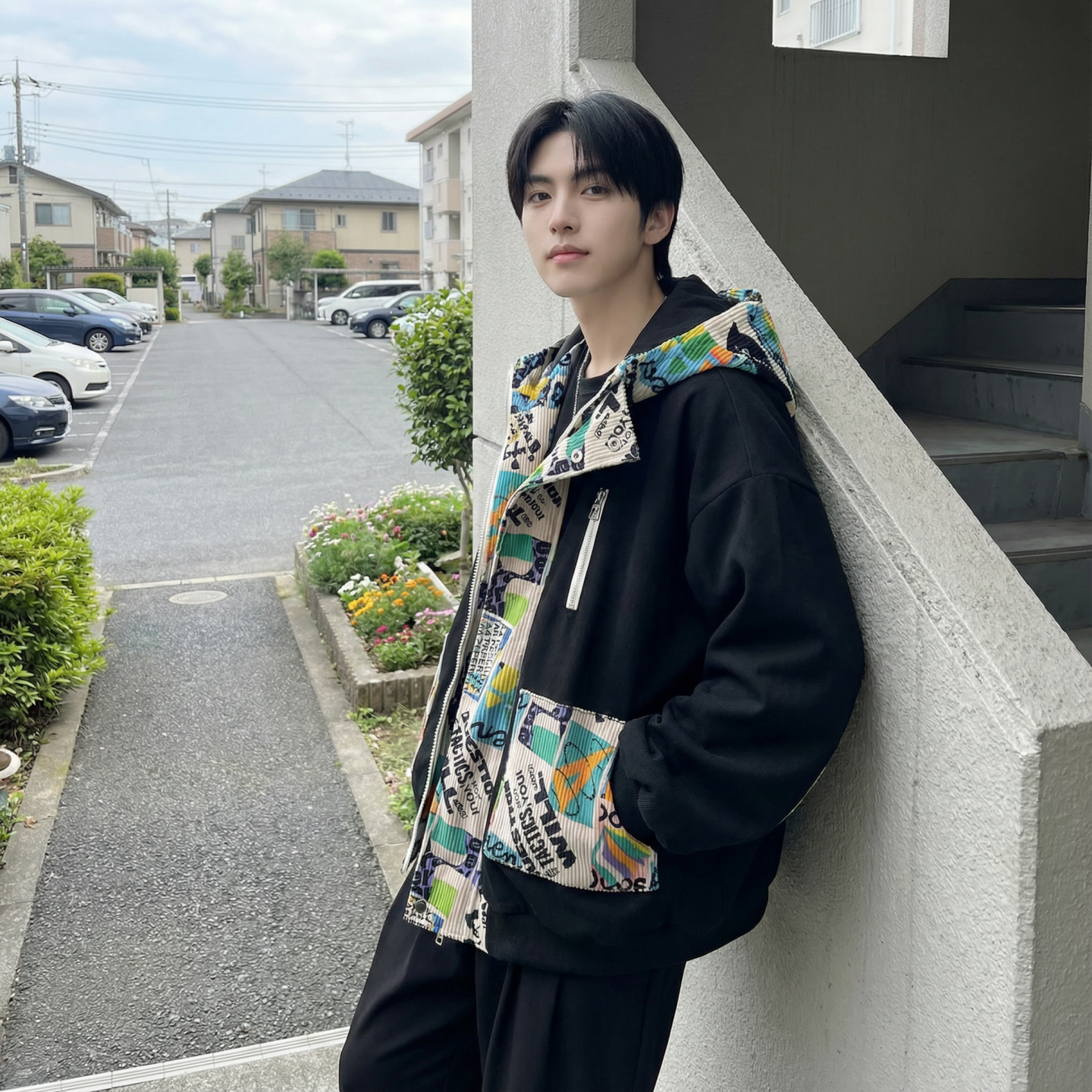 现货春款潮流涂鸦拼接夹克开衫连帽外套WT23-P75控96，男装夹克，星座1017