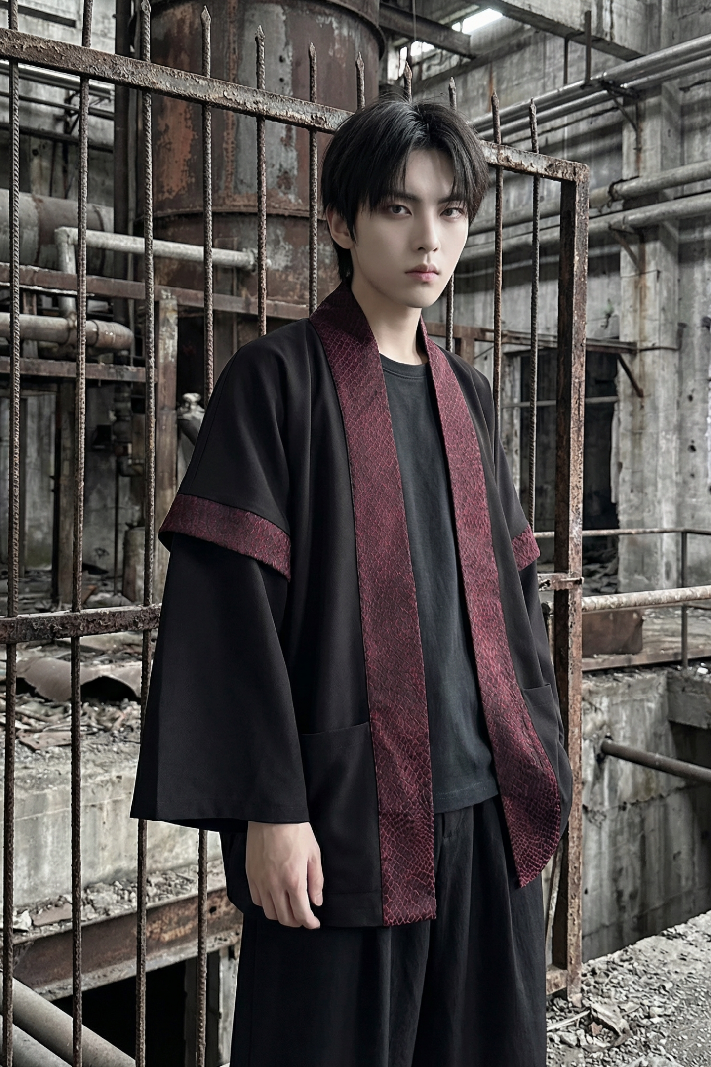 现货春秋风蟒纹印花拼接男士道袍汉服D3206-P78,男装民族服装,星座1017