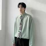 现货长袖衬衫男潮流带领带帅气港风高级感情侣衬衣FA32-P55，男装衬衫，星座1017