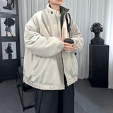 廓形日系撞色立领工装藏青色棉衣纯色宽松棉服外套M1022-P128，男装棉衣，星座1017