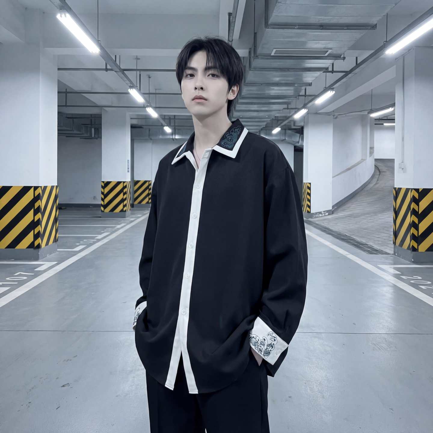 现货潮衬衫小众刺绣长袖衬衣新中式情侣外套DY877-P68，男装衬衫，星座1017