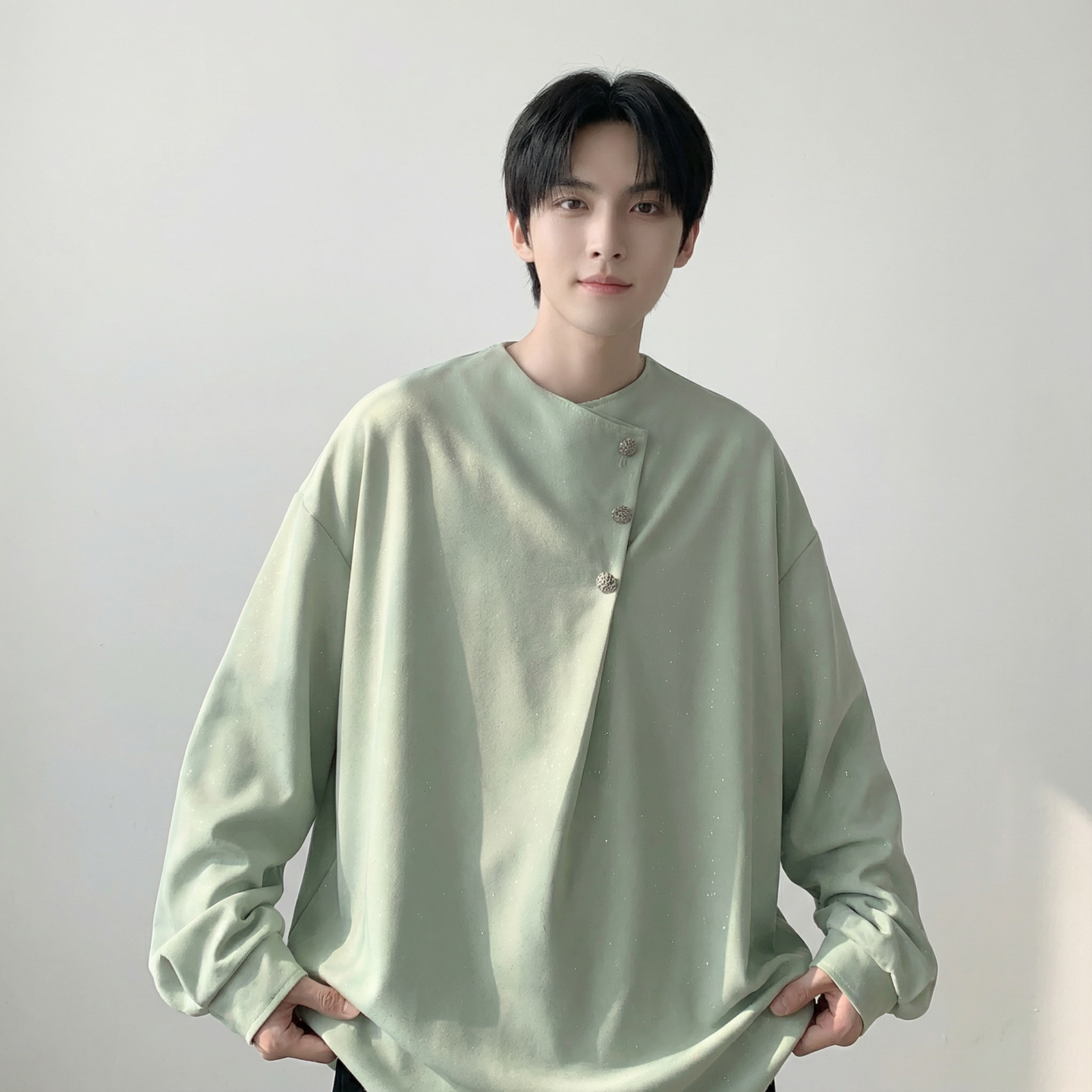 现货新中式痞帅衬衣高级感小香风衬衫微闪潮流痞帅衬衣A903-P68，男装衬衫，星座1017