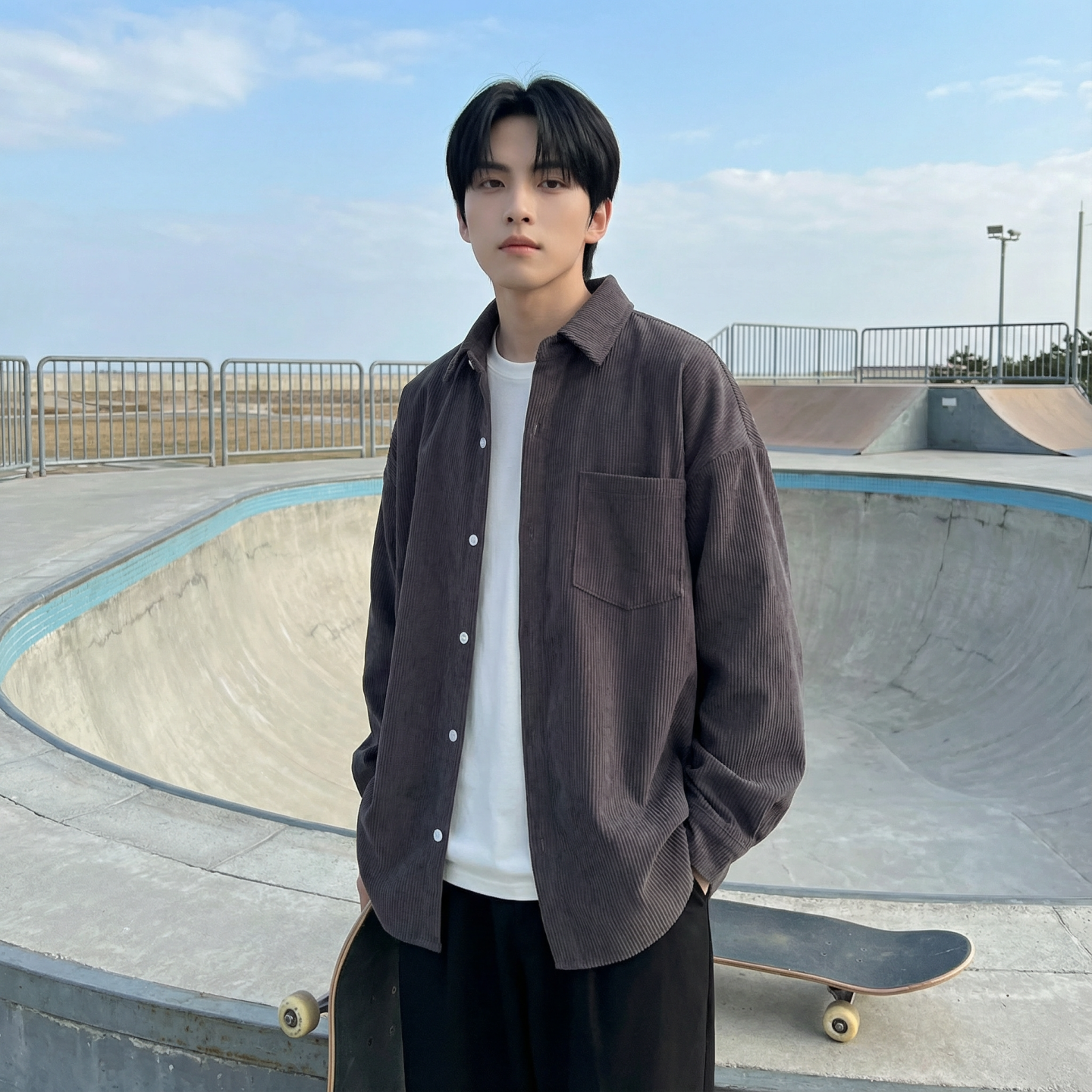 现货灯芯绒高级感长袖衬衫男休闲衬衣外套C963-P48，男装衬衫，星座1017