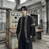 现货春秋风蟒纹印花拼接男士道袍汉服D3206-P78，男装民族服装，星座1017