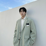 现货休闲西服男春秋宽松大码潮高级感痞帅外套西装JK342-P98，男装西服套装，星座1017