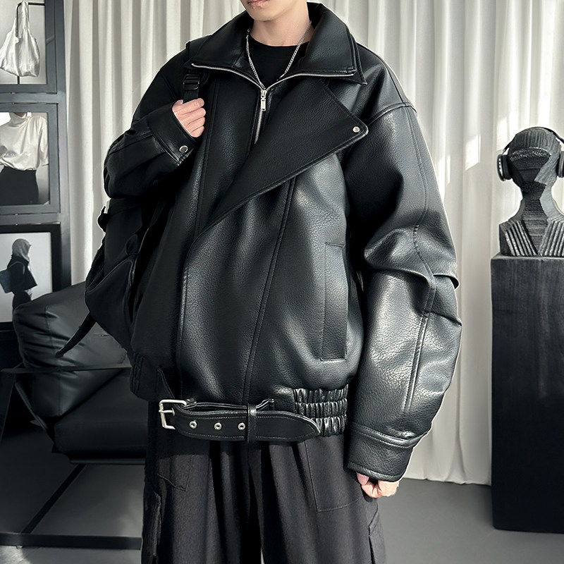 2025春款美式潮牌痞帅复古机车皮衣夹克棉服外套FK315-P128,男装夹克,星座1017