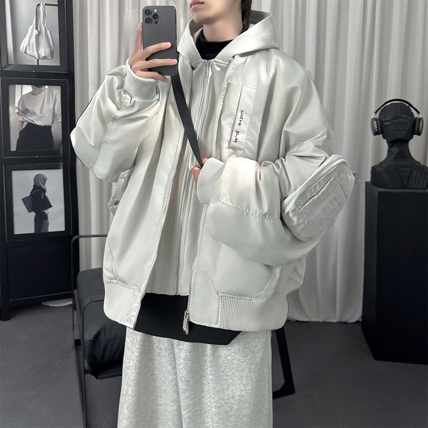 冬季新款假两件棉服外套美式飞行员夹克MF203-P148,男装夹克,星座1017