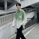 2026现货渐变长袖衬衫水洗褶皱宽松潮流休闲衬衣DS651-P58，男装衬衫，星座1017