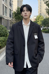 现货休闲西服男春秋宽松大码潮高级感痞帅外套西装 JK342-P98图片