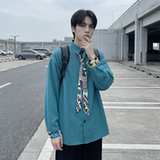 现货长袖衬衫男潮流带领带帅气港风高级感情侣衬衣FA32-P55，男装衬衫，星座1017