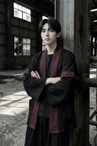 现货 春秋风蟒纹印花拼接男士道袍汉服 D3206-P78图片
