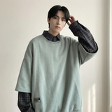 现货2026春款假两件卫衣衬衫领复古vibe格子美式外套A5613-P65，男装衬衫，星座1017